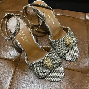Kurt Geiger London Houndstooth Heels with Gold Accent